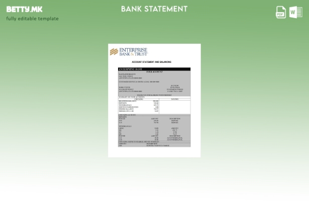 Модерен стил Шаблон за зборови за извод од банкарска сметка на Нигерија Enterpri